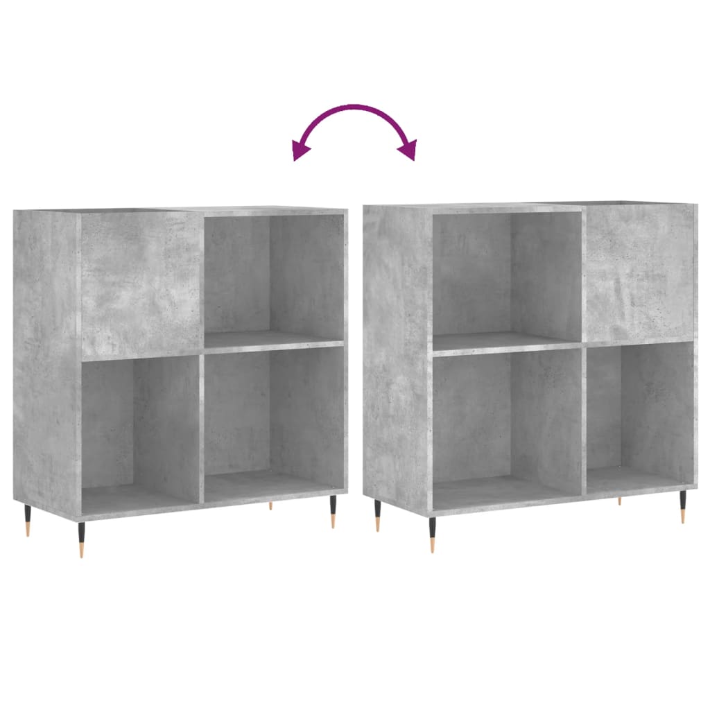 Record Cabinet Concrete Grey 84.5x38x89 cm Engineered Wood